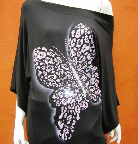 maglia viscosa dipinta  a mano butterfly